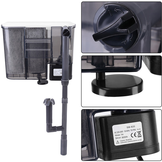Benobby Kids - Aquarium Filter, Fish Tank Aquarium Waterfall Filter, 7W(600L/H) Adjustable Aquarium External Filter, Fish Tank Filter, Filter