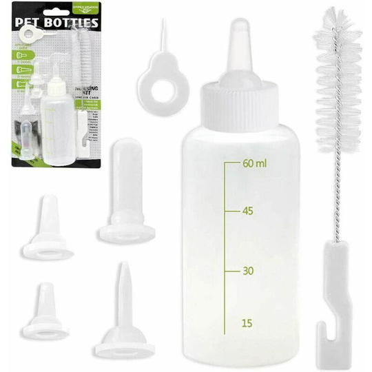 Puppy Kitten Feeding Bottle, Puppy Nursing Bottle Nipples Cleaning Brush Lactation Care for Cat and Dog Newborn Pet Pet (60ml Carivent