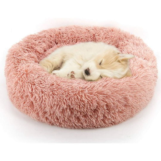 LangRay Donut Dog Cat Bed, Soft Plush Pet Cushion, Anti-Slip Machine Washable Self-Warming Pet Bed - Improved Sleep for Cats Small Medium Dogs