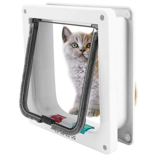Cat Flaps, 4 Way Lockable Cat Flap Door Pet Flap Dog Door Safe In and Out Pet Door for Cat and Small Dogs Puppy Animals Size m