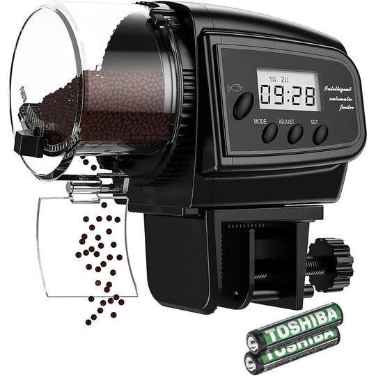 Monly - Automatic Fish Feeder with Batteries, Multifunctional Adjustable Fish Feeder for Small Aquarium (s)