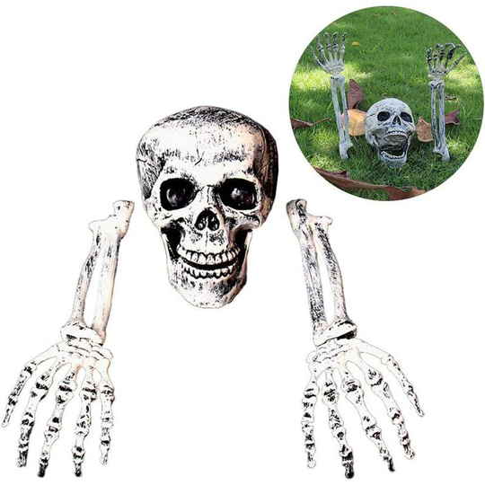 Bearsu - Halloween decoration - 3 pieces Halloween horror buried alive skeleton skull garden yard lawn decoration