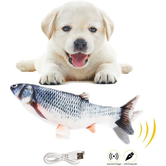 Dog Toy Fish Electric Toy Fish (Simulation Interactive Plush usb Rechargeable Toy) Puppy Kicking Chewing Fish Toy