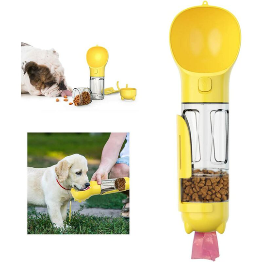 Perle Raregb - Dog water bottle, for walking, hiking, outdoor travel, dispenser; 4-in-1 multi-functional and waterproof pet water, detachable design,