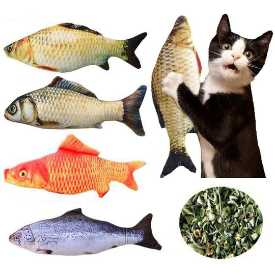 4 Piece Catnip Toys, Cat Fish Pillow, Catnip Toys Fish, Teeth Cleaning, for Cat, Puppy, Dog, Cat Fish Pillow, Interactive Toys for Kitten