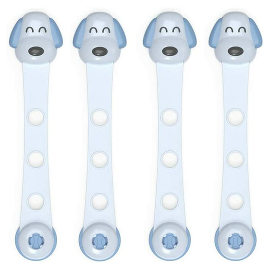 NORCKS Puppy Child Safety Locks for Cabinets Drawer Closet Fridge Refrigerator Trash Easy Install Easy Install 4 Pack (Blue) - Blue