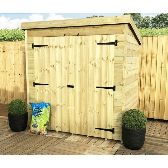 6 x 5 Windowless Pressure Treated Tongue And Groove Pent Shed With Double Doors