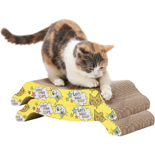 Cat Scratching Post Cardboard (2 pieces) Corrugated Cardboard Scratch Board Sofa / Bed Reversible Scratch Care Toy, Scratch Resistant Double Sided
