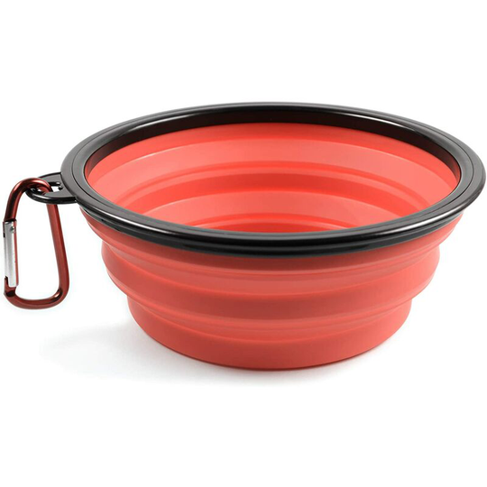 Foldable red silicone bowl for cats and dogs - with carabiner - size xl - red - 1000 ml - 60014340