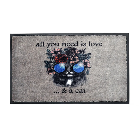 Dirt catching mat 45x75cm "hippy Cat" cat doormat door mat clean run mat