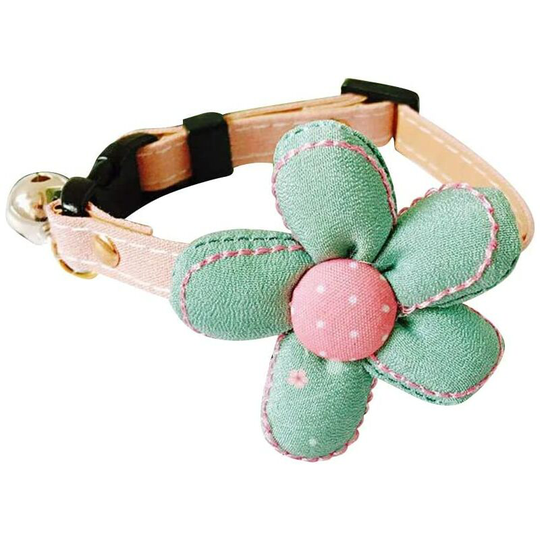 Classic Collars Adjustable Pet Collar Polyester Large Flower Decor Collar Buckle Creative Collar Simple Bell Collar for Pet Cat Kitten Dog (Blue