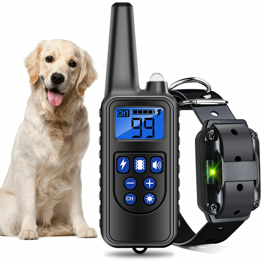 Monly - Rechargeable and Waterproof Dog Training Collar with 800m Distance, Electric Shock, Sound black