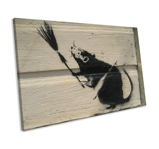 'Broom Rat' by Bansky - Wrapped Canvas Graphic Art Print