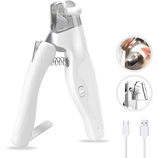 Bearsu - Pet Nail Clippers, Dog & Cat Pets Nail Trimmer with led Light to Avoid Over-Cutting, Cat Nail Clippers with usb Charge & Hidden Nail File