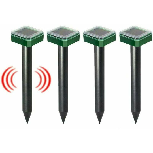 4 Pack Solar Mole and Vole Repellent Pest Protection Waterproof Solar Animal Repeller