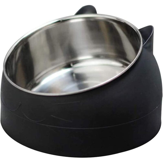 Geneic Stainless Steel Cat Bowl, Cat Water Bowl, Multi-Function Cat Food and Water Bowl, Black