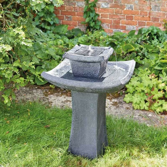 Solar Pagoda Oriental Garden Water Feature Fountain Bird Bath - Smart Garden