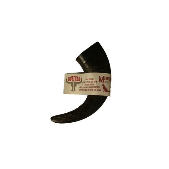 (L, Black) Antos Buffalo Horn Dog Chew Toy