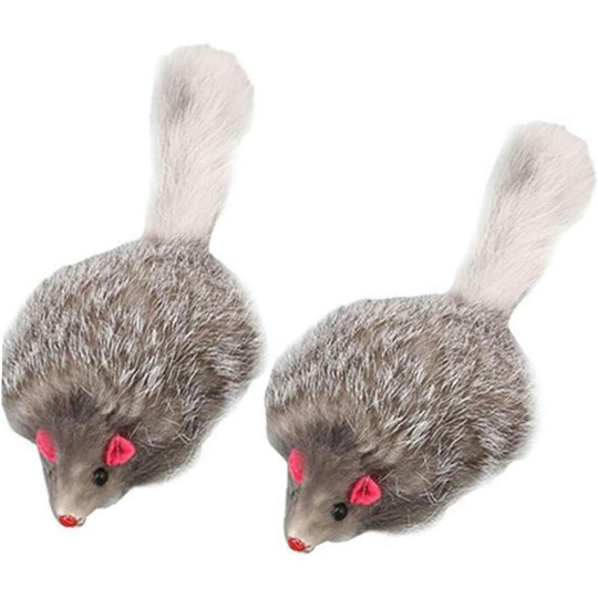 2pcs Cat Mouse Toys Rattle Cat Fur Mouse Pet Toys Pet with Rattles Toys Interactive Cat Mouse Cat Toy for Pets Kitten 18cm