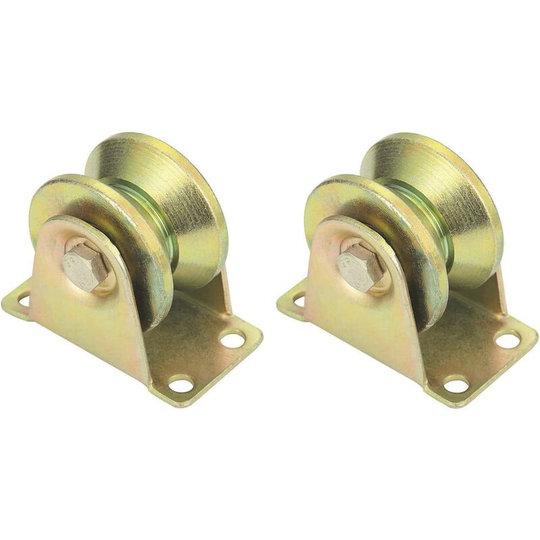 2 V-Groove Track Wheel Heavy Duty Rigid Caster with Bracket for Inverted Track Splice, Rolling Gate, Sliding Gate Rollers, Industrial Machines, Wire