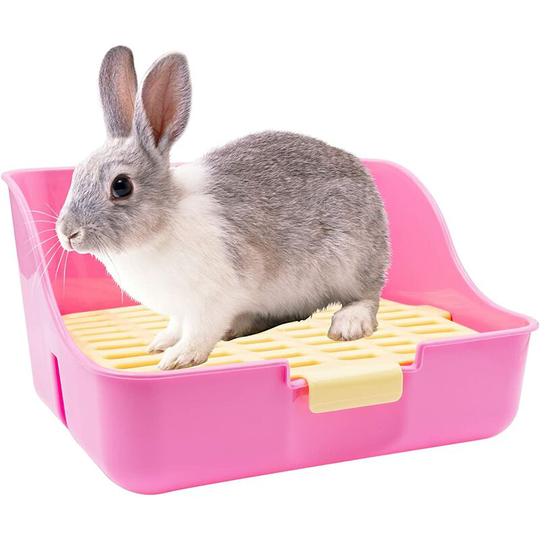 Perle Rare - Rabbit Litter Box Easy to Clean, for Learning to Use the Toilet, for Small Animals/Rabbits/Guinea Pigs/Ferrets (Pink)