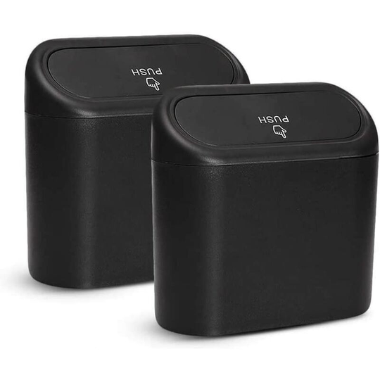 Litzee - 2 pcs Car Trash Can Foldable Car Rubbish Bin with Lid Waterproof Car Trash Bag Hanging Auto Trash Bag Collapsible Garbage Organiser Mini