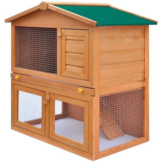 Asupermall - Outdoor Rabbit Hutch Small Animal House Pet Cage 3 Doors Wood