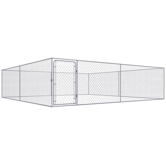 Outdoor Dog Kennel Galvanised Steel 4x4x1 m - Silver