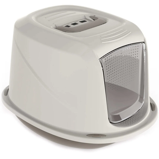 Cat Hooded Litter Tray Grey Jumbo Kitten Toilet Enclosed Box Pan Loo Filter Flap Door