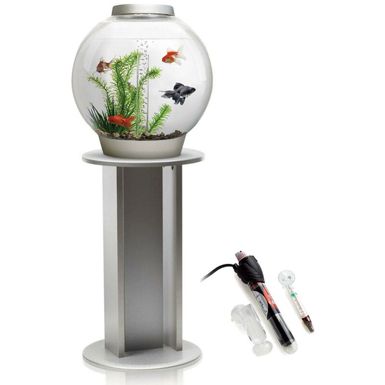 Biorb - Classic 30L Aquarium in Silver with mcr led Lighting, Silver Stand and Heater Pack