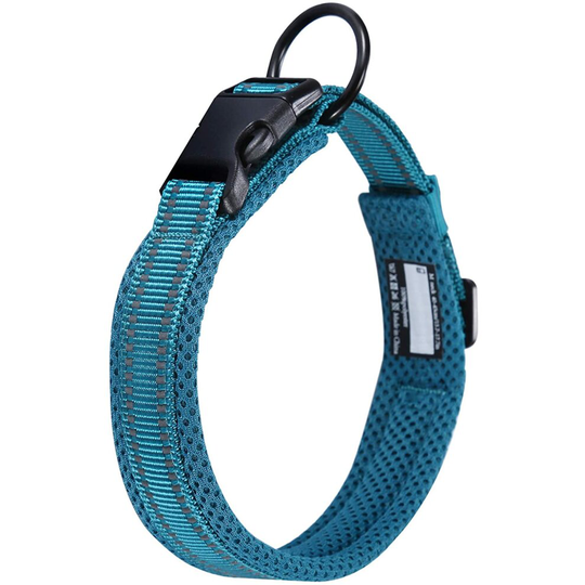 Kaka mall Pet Safety Collar Padded Mesh Soft 3M Reflective Adjustable Breathable for Puppy Extra Small Dogs Cats (XS, Blue)