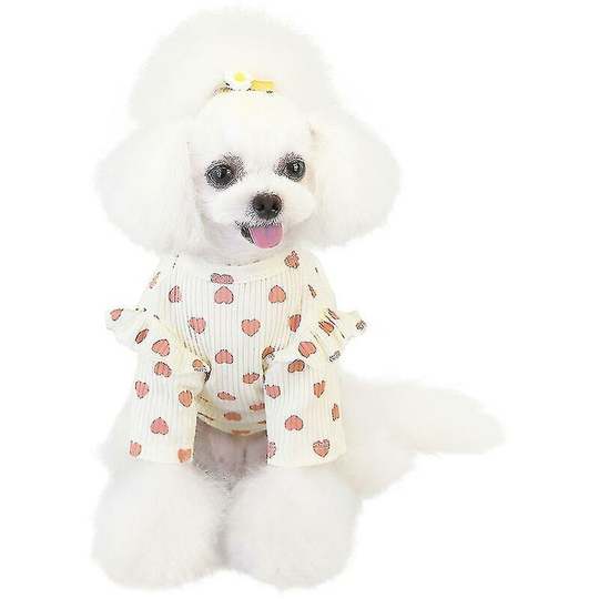 Deckon - Pet Clothes Autumn Winter Winter Pet Clothes Love Bottoming Shirt - White l