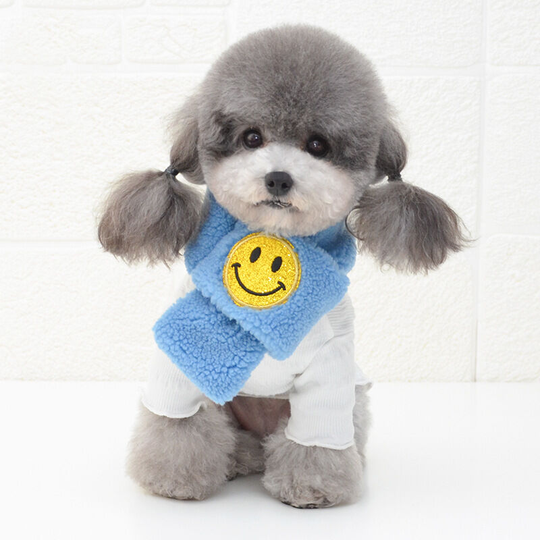 Pet scarf, winter warm dog scarf puppy scarf pet scarf cat scarf smiley scarf - blue (M) 55 * 8