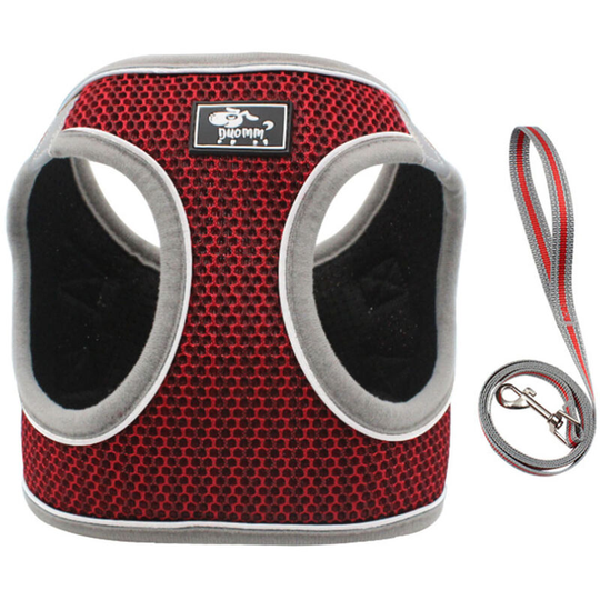 Asupermall - Cat Leash Harness Set Safe Breathable Adjustable with Reflective Strip Escape-proof Cat Vest Harness for Walking,model:Red xs