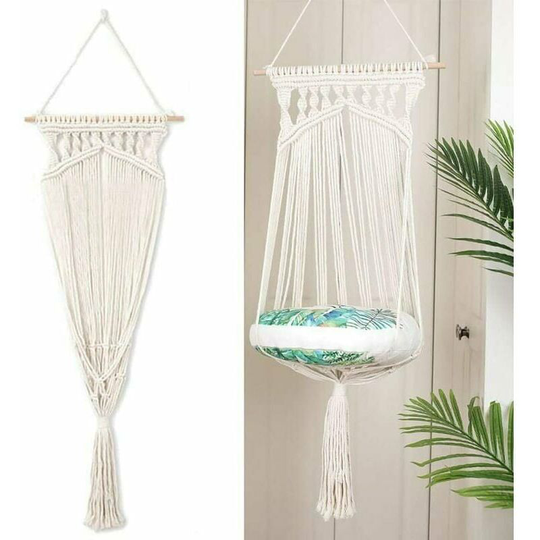 Cat Hammock Cotton Blend Hanging Basket Cat Rope Macrame Rocking Basket Cotton Rope Pet Hanger