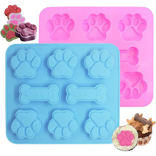 2 Pack Silicone Molds Puppy Dog Paw and Dog Bone Silicone Dog Treat Molds for Baking Chocolate,Candy,Jelly,Ice Cube,Dog Treats
