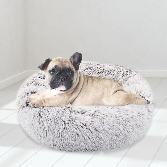 Round Warm Fur Fluffy Pet Cushion Mat, Light Brown 70CM - Livingandhome