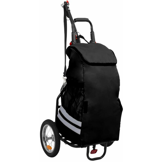 Folding Cargo Bike Trailer with Grocery Bag Black Vidaxl Black