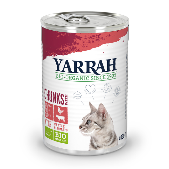 Yarrah Organic Chunks 6 x 405g - Organic Chicken & Organic Beef with Organic Nettle & Organic Tomato