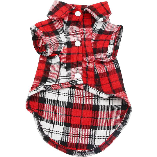 Dogwheel shirt, Checked clothes for cats soft and comfortable shirt (m, red)