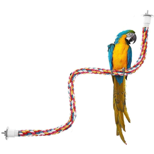 Asupermall - Bird Rope Perch Bird Toys Bird Climbing Rope Parrot Chewing Toy for Cage Birdcage Stands,model:Multicolor Length 80cm - model:Multicolor