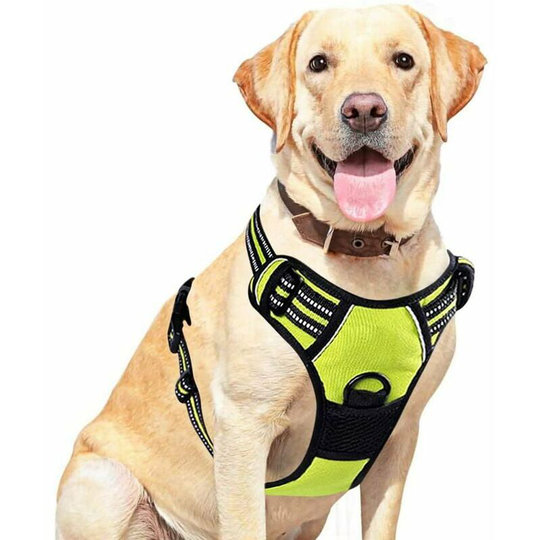 Breathable and easy to wear anti-pull dog harness with reflective straps to adjust the size (Green, m)