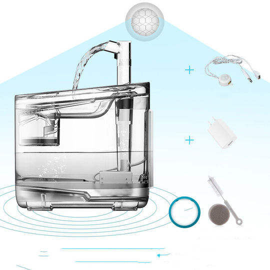 Thsinde - Cats drinking fountain, water dispenser for cats and dogs, transparent cat fountain, water fountain with super quiet pump, activated carbon