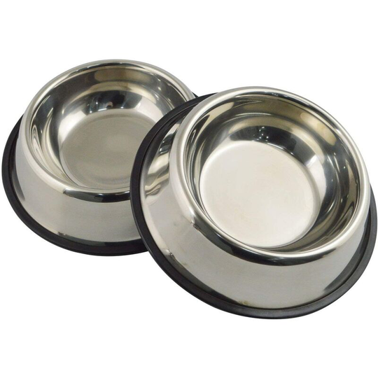Steel Dog Bowl with Rubber Base for Small/Medium/Large Dogs, Pets Feeder Bowl and Water Bowl Perfect Choice (Set of 2) m