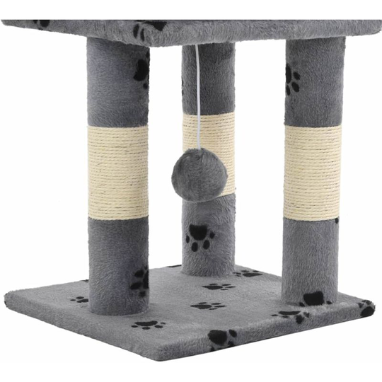 Cat Tree with Sisal Scratching Posts 65 cm Grey Paw Prints