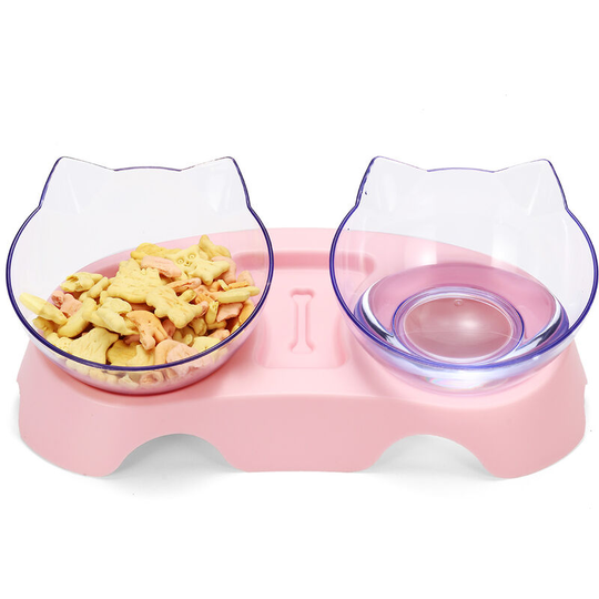 Non-Slip Feeding Cat Bowls Pet Bowl and Cat Water Dog Feeder Supplies (Pink, Type1)