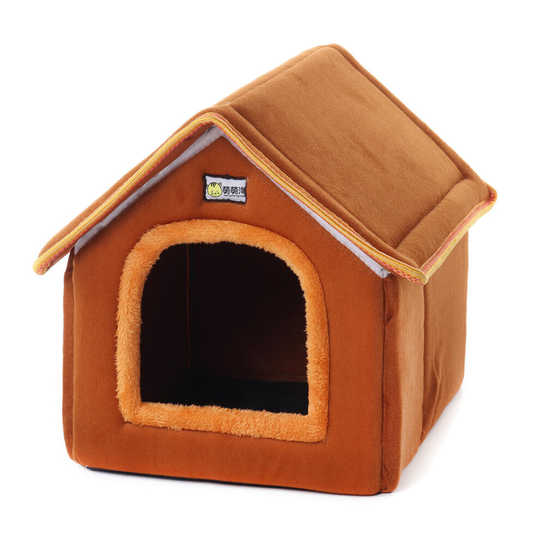(Brown) Pet Dog Cat Bed Puppy Cushion Igloo House Soft Warm Kenne Mat Blanket