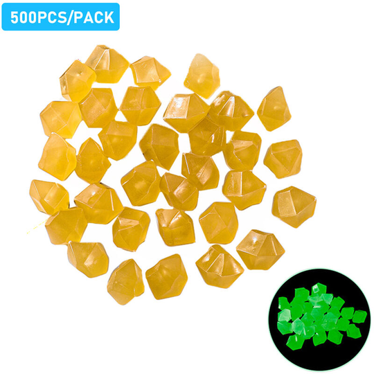 500pcs Glow in the Dark Stones Glow Stones Diamond-Shaped Fluorescent Stone Decoration for Aquarium Waterscape Outdoor Yard Landscape Garden