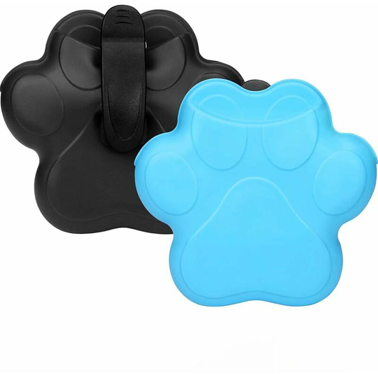 Dog Food Bag, 2 Piece Portable Silicone Training Bag, Dog Food Bag with Magnetic Buckle, Dog Food Bag with Belt Clip, Sky Blue/Black