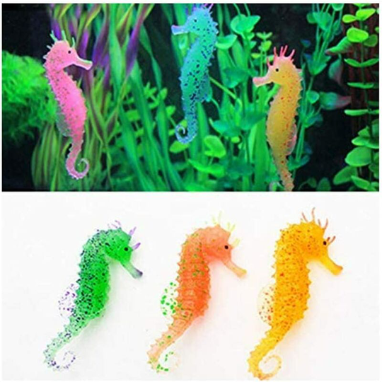 3pcs Luminous Silicone Simulation Seahorse for Decoration Aquarium Fish Tank